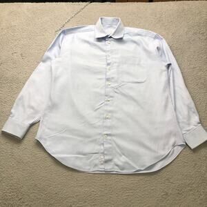 Vintage Armani Button Up Dress Shirt Mens Medium 15.5 Long Sleeve Blue Striped